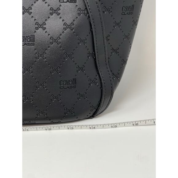 NEW Cavalli Class Sandra Shopper Tote Bag Black Onyx Logo Medium NWT $118 MSRP - Picture 12 of 13